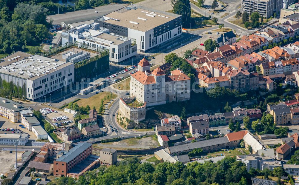 Luftaufnahme Mlada Boleslav - Jungbunzlau - Palais des Schloss in Mlada Boleslav - Jungbunzlau in Stredocesky kraj - Mittelböhmische Region, Tschechien