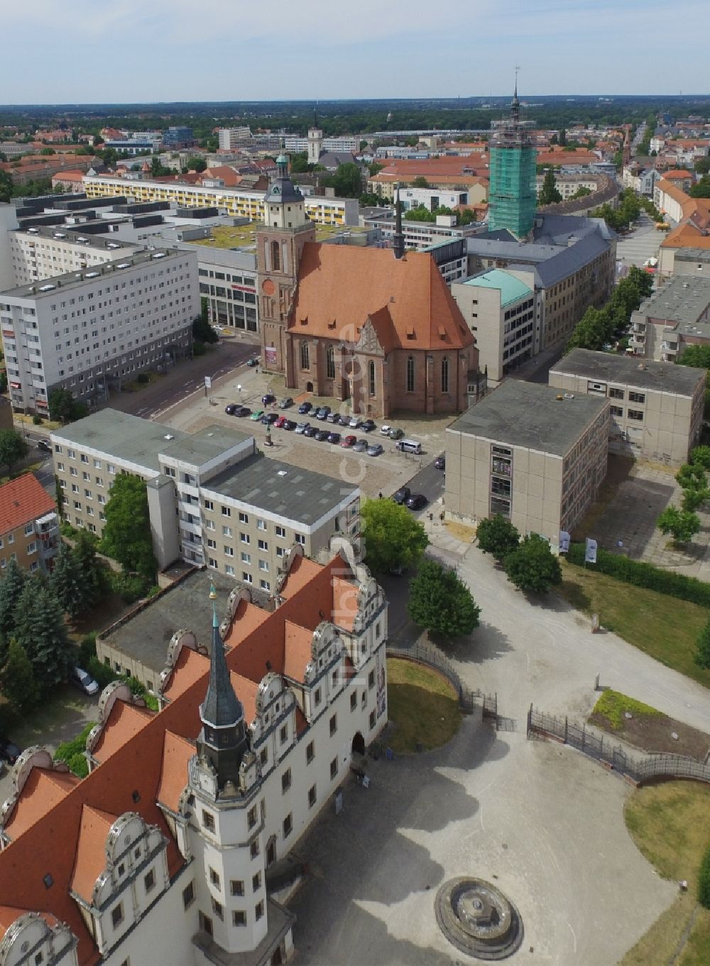 Dessau von oben - Palais des Schloss Museum für Stadtgeschichte in Dessau im Bundesland Sachsen-Anhalt, Deutschland