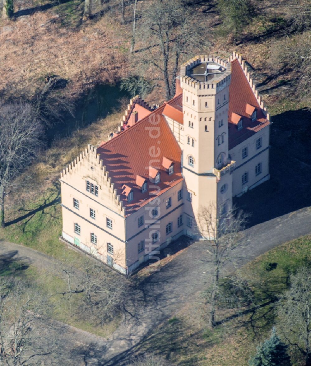 Parthenstein aus der Vogelperspektive: Palais des Schloss Pomßen in Parthenstein im Bundesland Sachsen, Deutschland