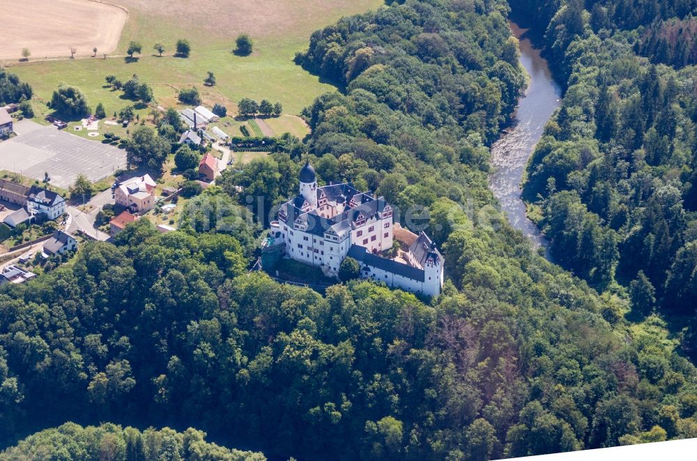 Lunzenau von oben - Palais des Schloss Rochsburg in Lunzenau im Bundesland Sachsen, Deutschland