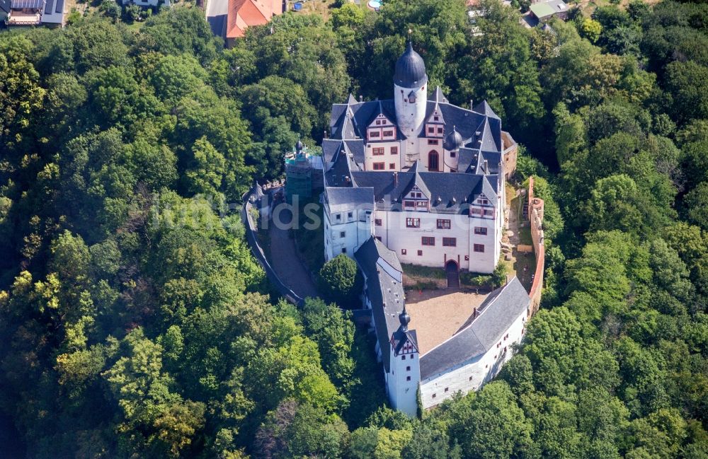 Lunzenau von oben - Palais des Schloss Rochsburg in Lunzenau im Bundesland Sachsen, Deutschland