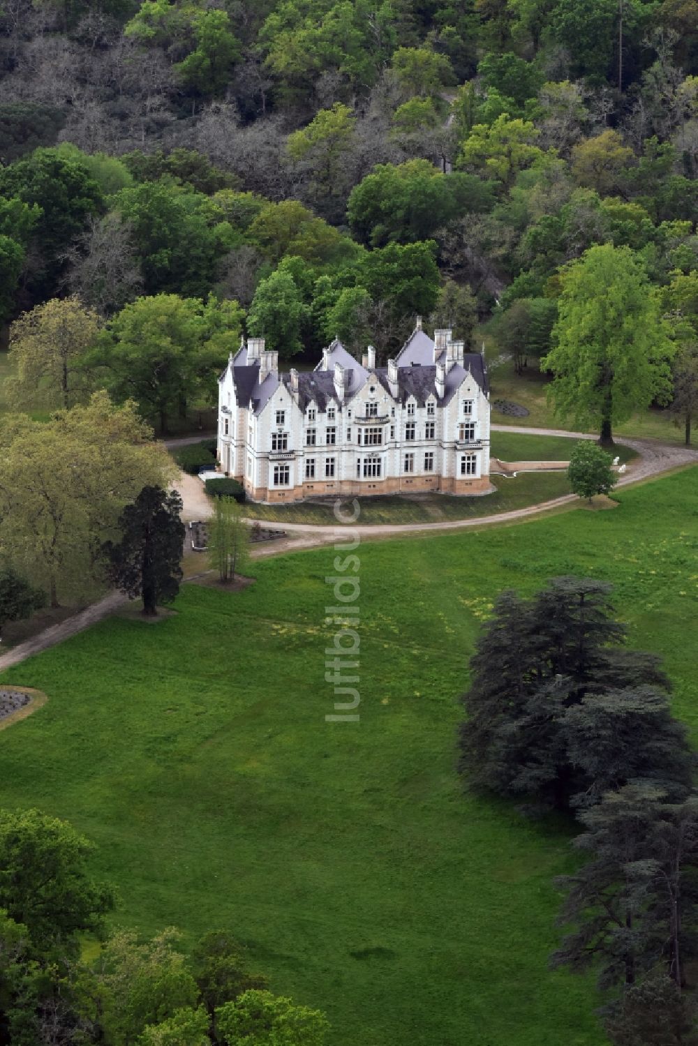 Luftbild Saint-Selve - Palais des Schloss in Saint-Selve in Aquitaine Limousin Poitou-Charentes, Frankreich