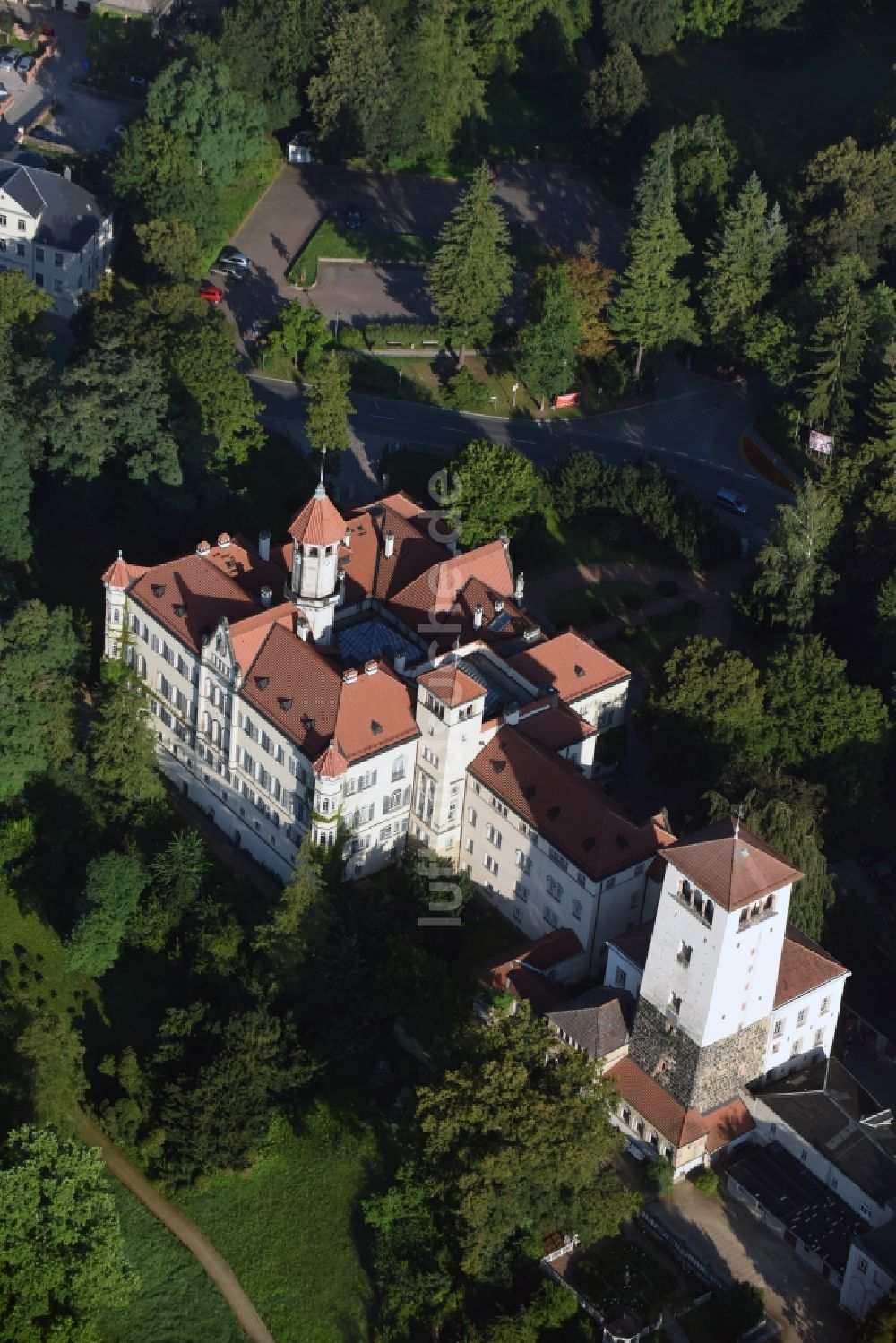 Luftaufnahme Waldenburg - Palais des Schloss Schloss Waldenburg in Waldenburg im Bundesland Sachsen