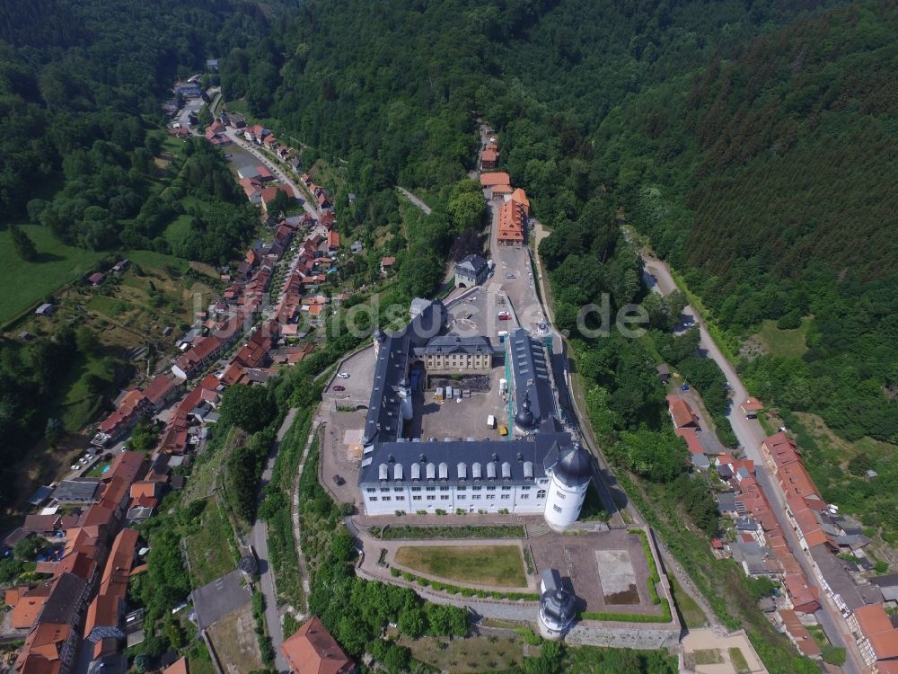 Luftaufnahme Stolberg (Harz) - Palais des Schloss auf dem Schloßberg in Stolberg (Harz) im Bundesland Sachsen-Anhalt, Deutschland