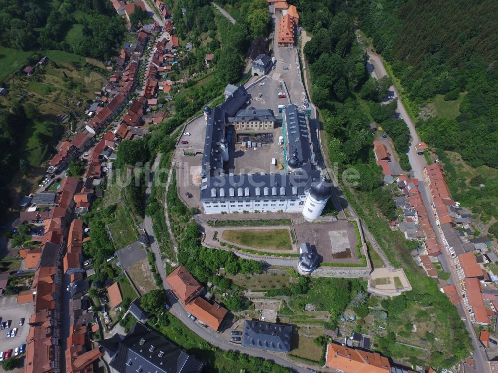 Stolberg (Harz) aus der Vogelperspektive: Palais des Schloss auf dem Schloßberg in Stolberg (Harz) im Bundesland Sachsen-Anhalt, Deutschland