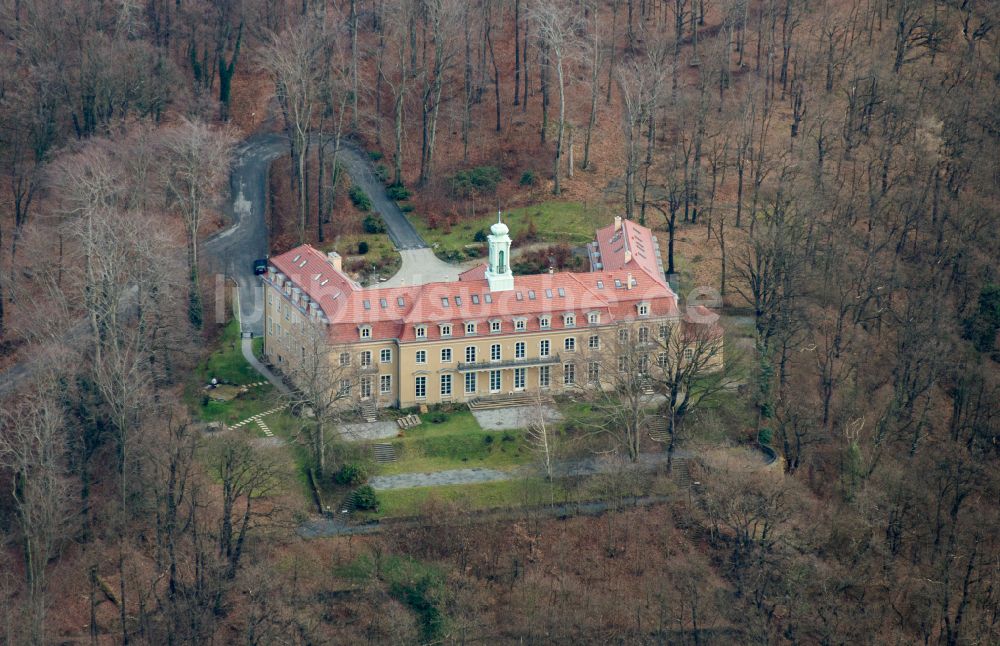 Dresden aus der Vogelperspektive: Palais des Schloss Wachwitz in Dresden im Bundesland Sachsen, Deutschland