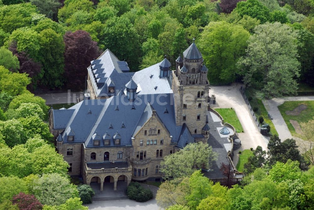 Luftaufnahme Budenheim - Palais des Schloss Waldthausen in Budenheim im Bundesland Rheinland-Pfalz, Deutschland