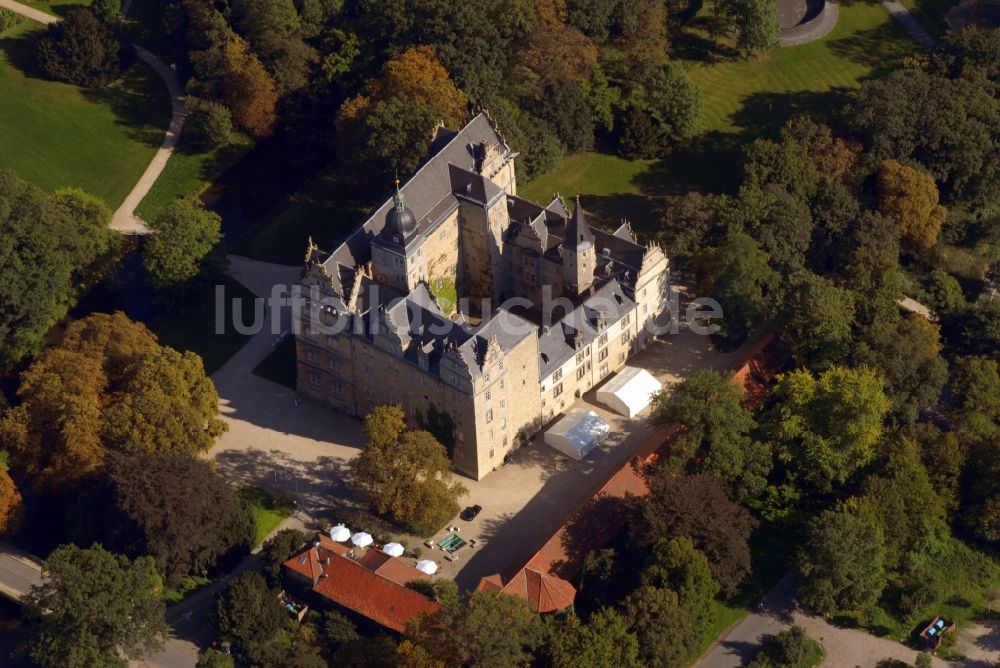 Wolfsburg von oben - Palais des Schloss in Wolfsburg im Bundesland Niedersachsen, Deutschland