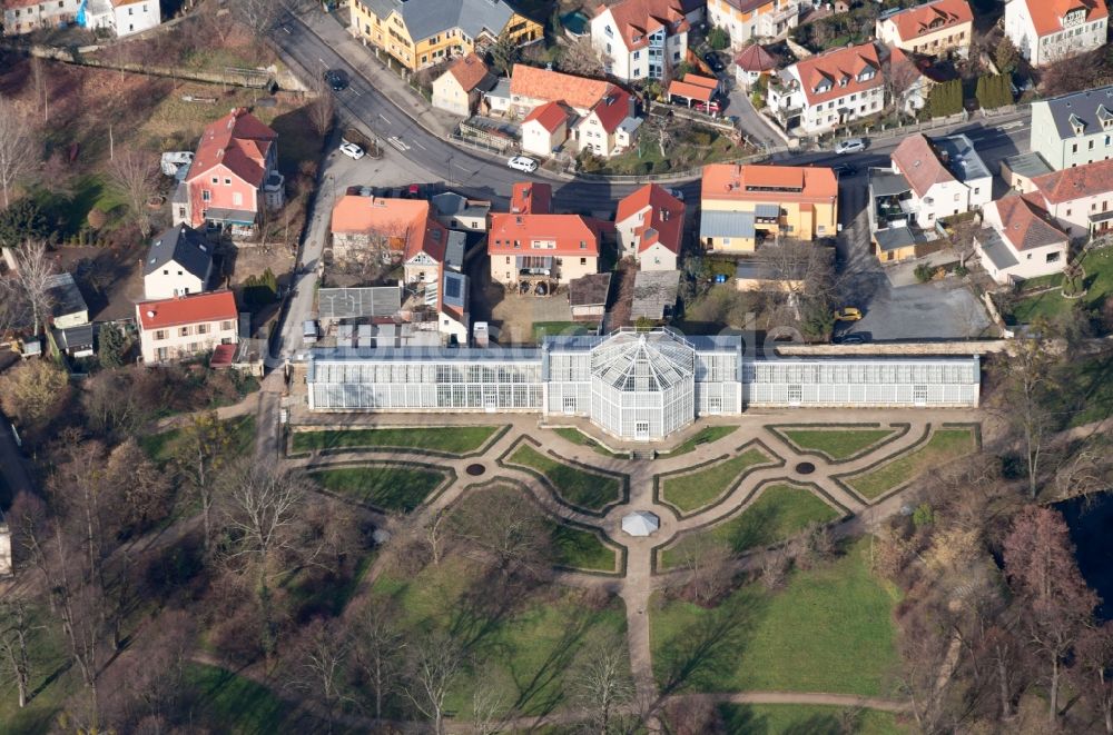 Dresden aus der Vogelperspektive: Palmenhaus im Pillnitzer Schlosspark in Dresden im Bundesland Sachsen