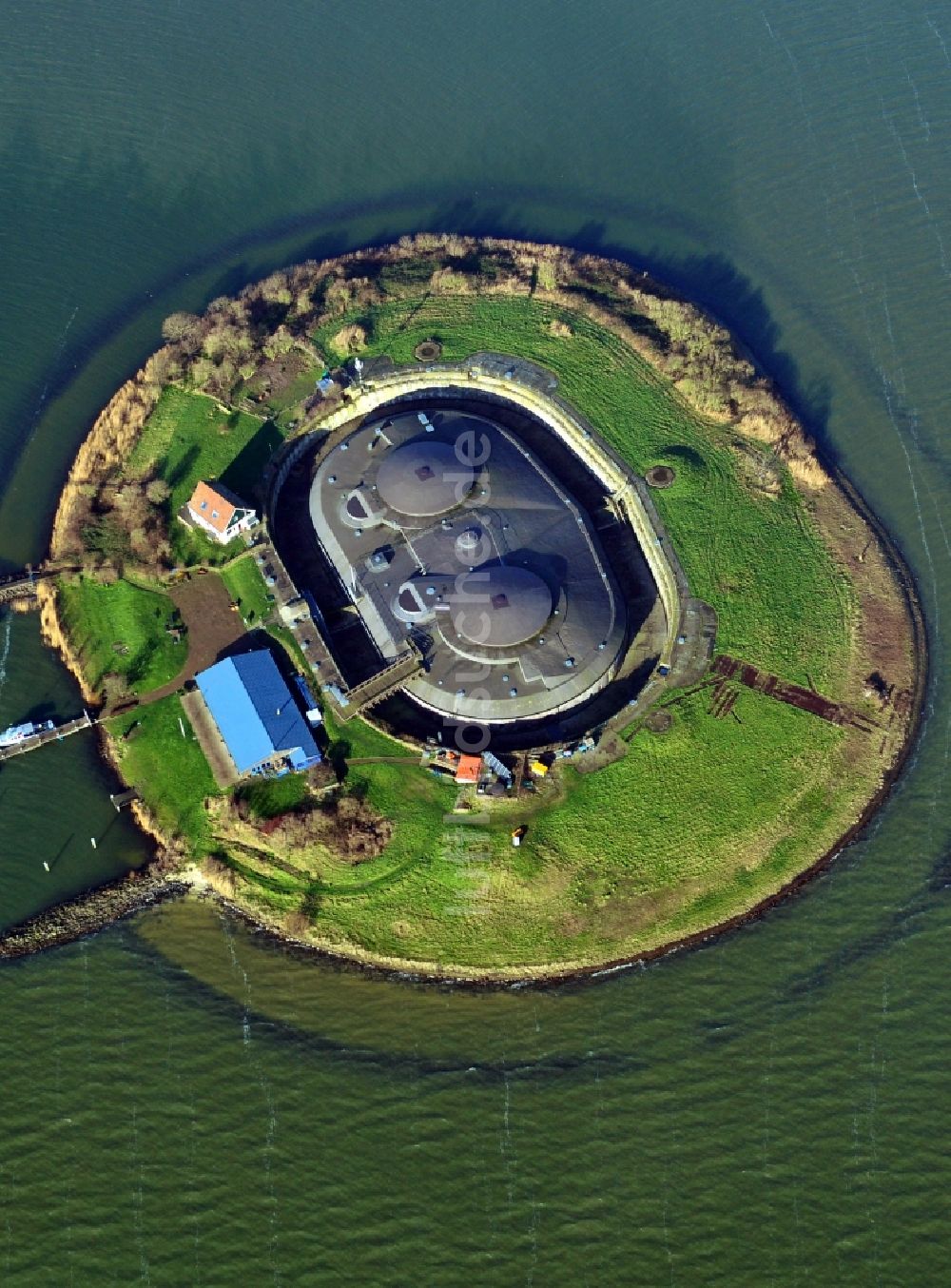 Pampus von oben - Pampus im IJmeer in den Niederlanden