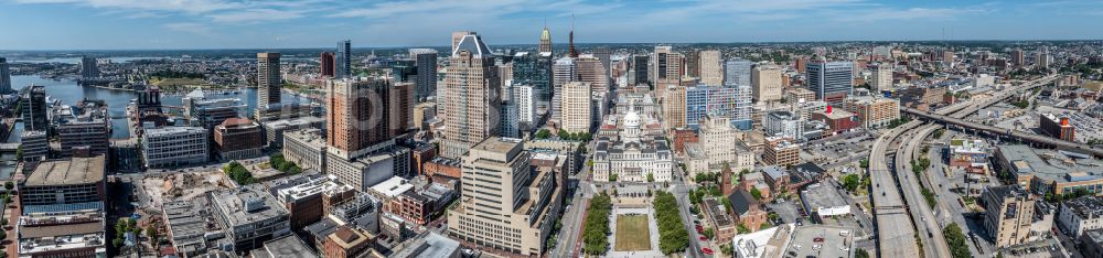 Baltimore aus der Vogelperspektive: Panorama Innenstadt in Baltimore in Maryland, USA