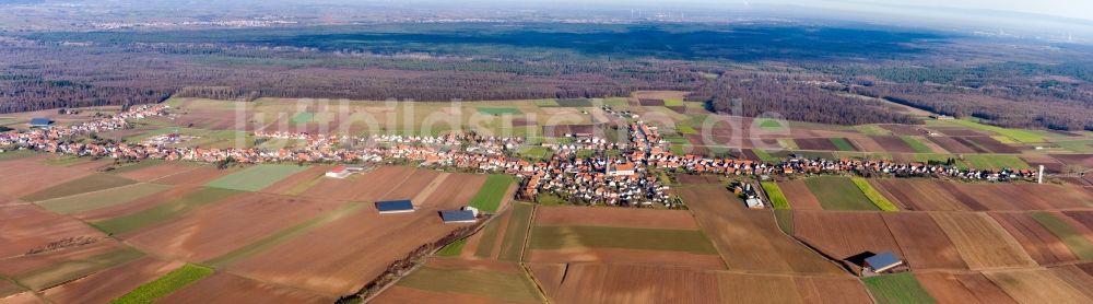 Luftbild Schleithal - Panorama des längsten Dorf des Elsaß in Schleithal in Grand Est, Frankreich