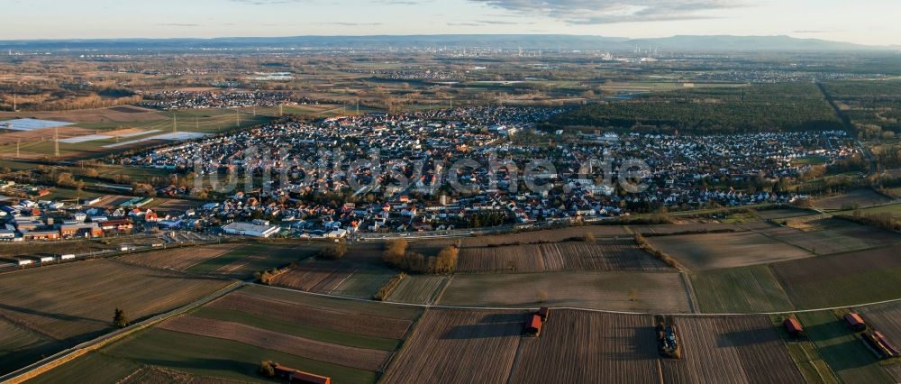 Luftaufnahme Rülzheim - Panorama vom Ortsbereich und Umgebung in Rülzheim im Bundesland Rheinland-Pfalz