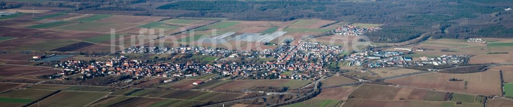 Schwegenheim aus der Vogelperspektive: Panorama vom Ortsbereich und Umgebung in Schwegenheim im Bundesland Rheinland-Pfalz