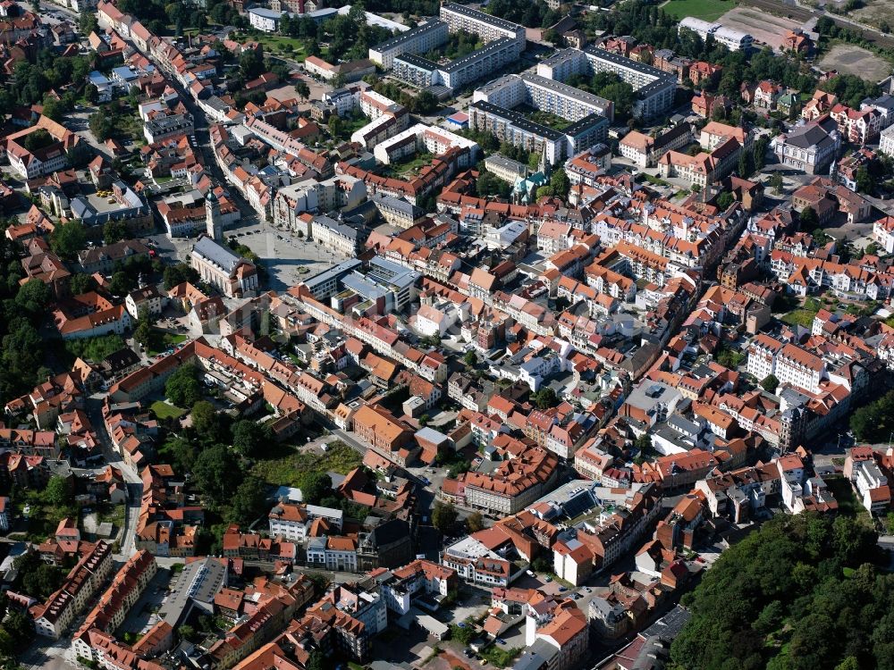 Luftaufnahme Eisenach - Panorama und Stadtansicht der Innenstadt von Eisenach im Bundesland Thüringen