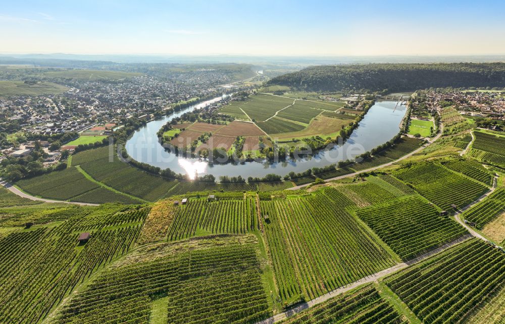 Luftbild Mundelsheim - Panorama Weinbergs- Landschaft der Winzer- Gebiete in Mundelsheim im Bundesland Baden-Württemberg, Deutschland