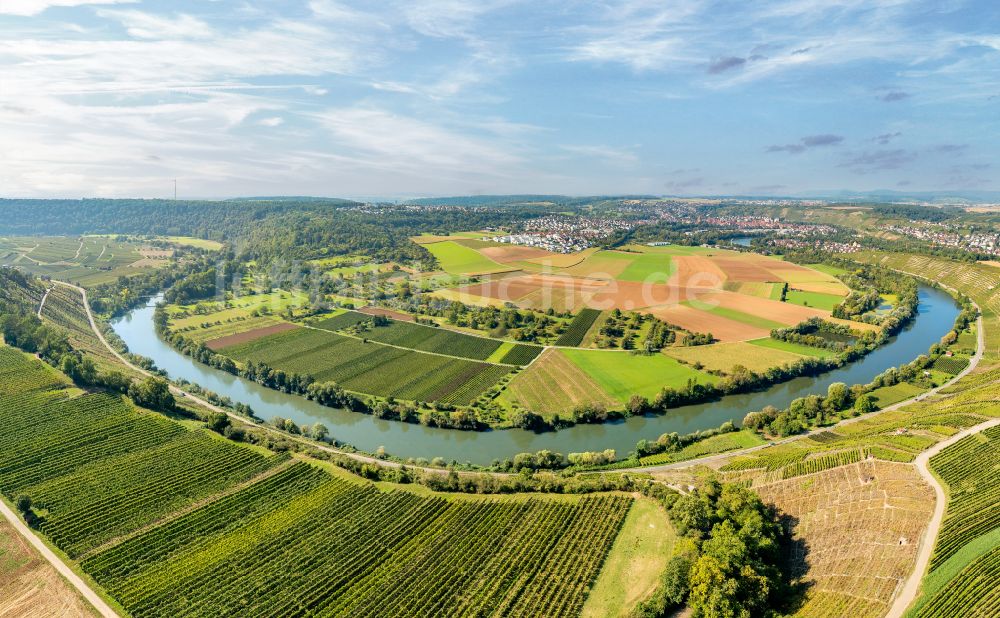 Luftbild Mundelsheim - Panorama Weinbergs- Landschaft der Winzer- Gebiete in Mundelsheim im Bundesland Baden-Württemberg, Deutschland