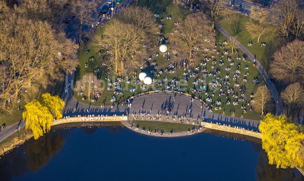 Luftaufnahme Münster - Parkanlage am Aasee in Münster im Bundesland Nordrhein-Westfalen, Deutschland