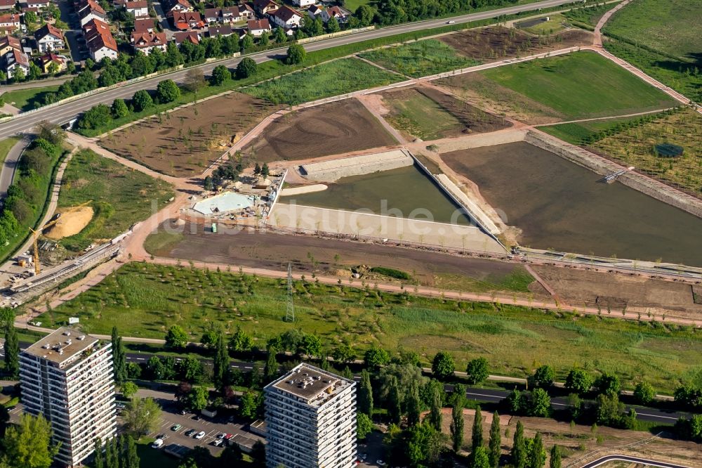 Lahr/Schwarzwald von oben - Parkanlage und Baustelle der Landesgartenschau Lahr 2018 GmbH in Lahr/Schwarzwald im Bundesland Baden-Württemberg