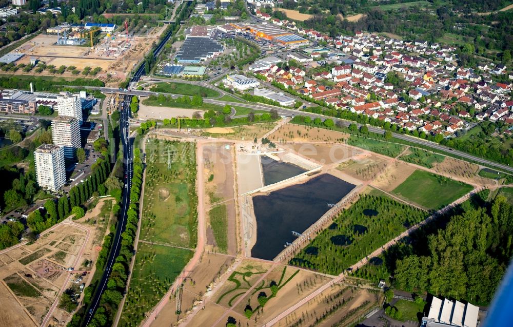 Lahr/Schwarzwald aus der Vogelperspektive: Parkanlage und Baustelle der Landesgartenschau Lahr 2018 GmbH in Lahr/Schwarzwald im Bundesland Baden-Württemberg