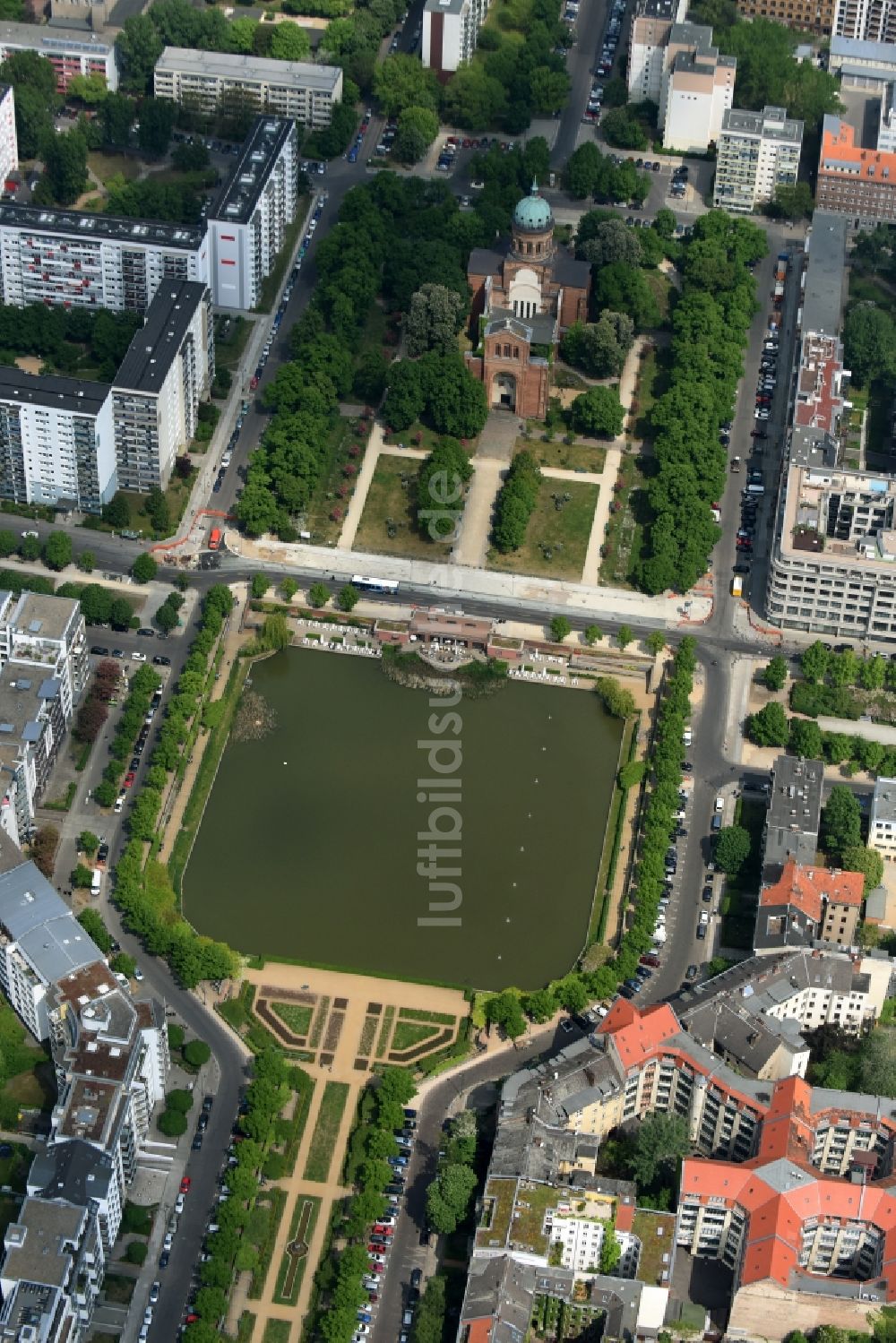 Luftbild Berlin - Parkanlage Engelbecken Kreuzberg in Berlin