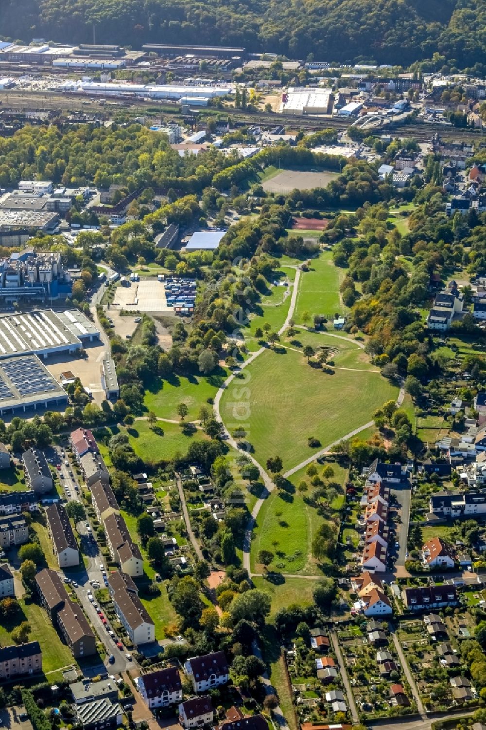 Hagen von oben - Parkanlage an der Ginsterheide in Hagen im Bundesland Nordrhein-Westfalen, Deutschland