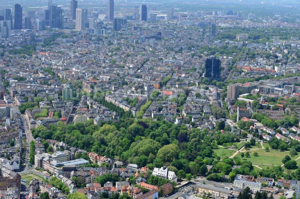 Frankfurt am Main aus der Vogelperspektive: Parkanlage des Günthersburgpark in Frankfurt am Main im Bundesland Hessen