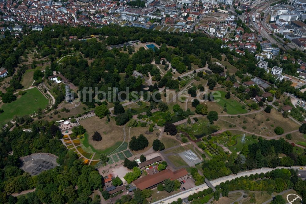 Luftaufnahme Stuttgart - Parkanlage Höhenpark Killesberg in Stuttgart im Bundesland Baden-Württemberg, Deutschland