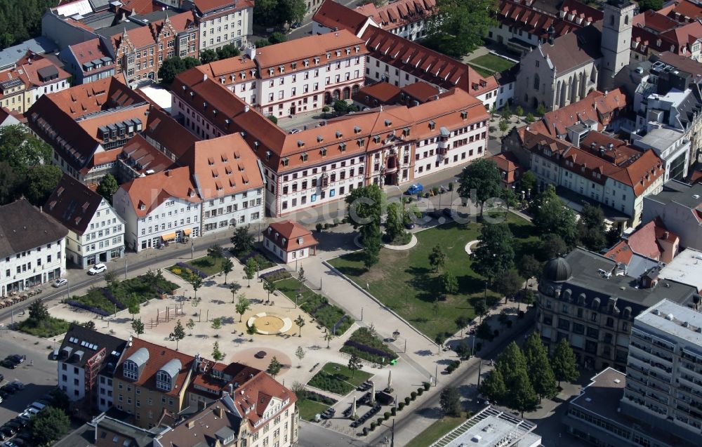 Erfurt von oben - Parkanlage Hirschgarten im Ortsteil Zentrum in Erfurt im Bundesland Thüringen, Deutschland