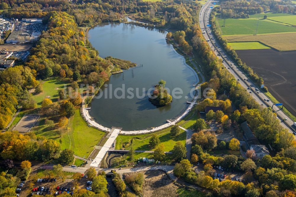 Luftaufnahme Essen - Parkanlage Krupp-Park mit See in Essen im Bundesland Nordrhein-Westfalen, Deutschland