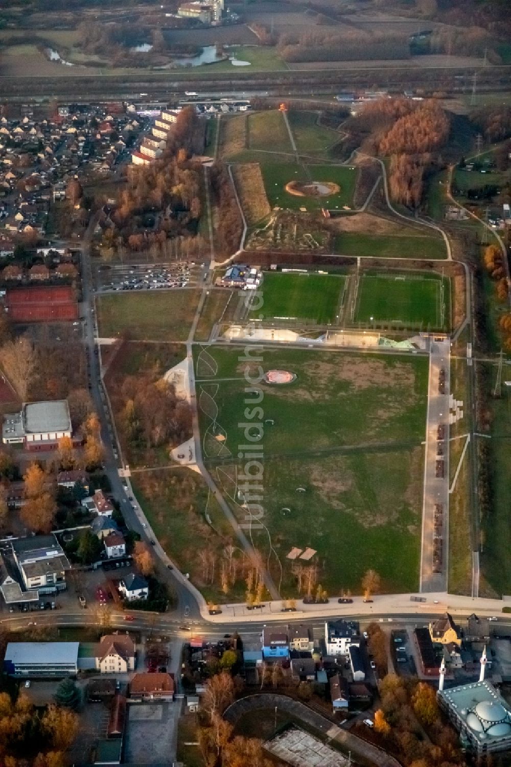 Hamm aus der Vogelperspektive: Parkanlage Lippepark Hamm - Schacht Franz im Bundesland Nordrhein-Westfalen