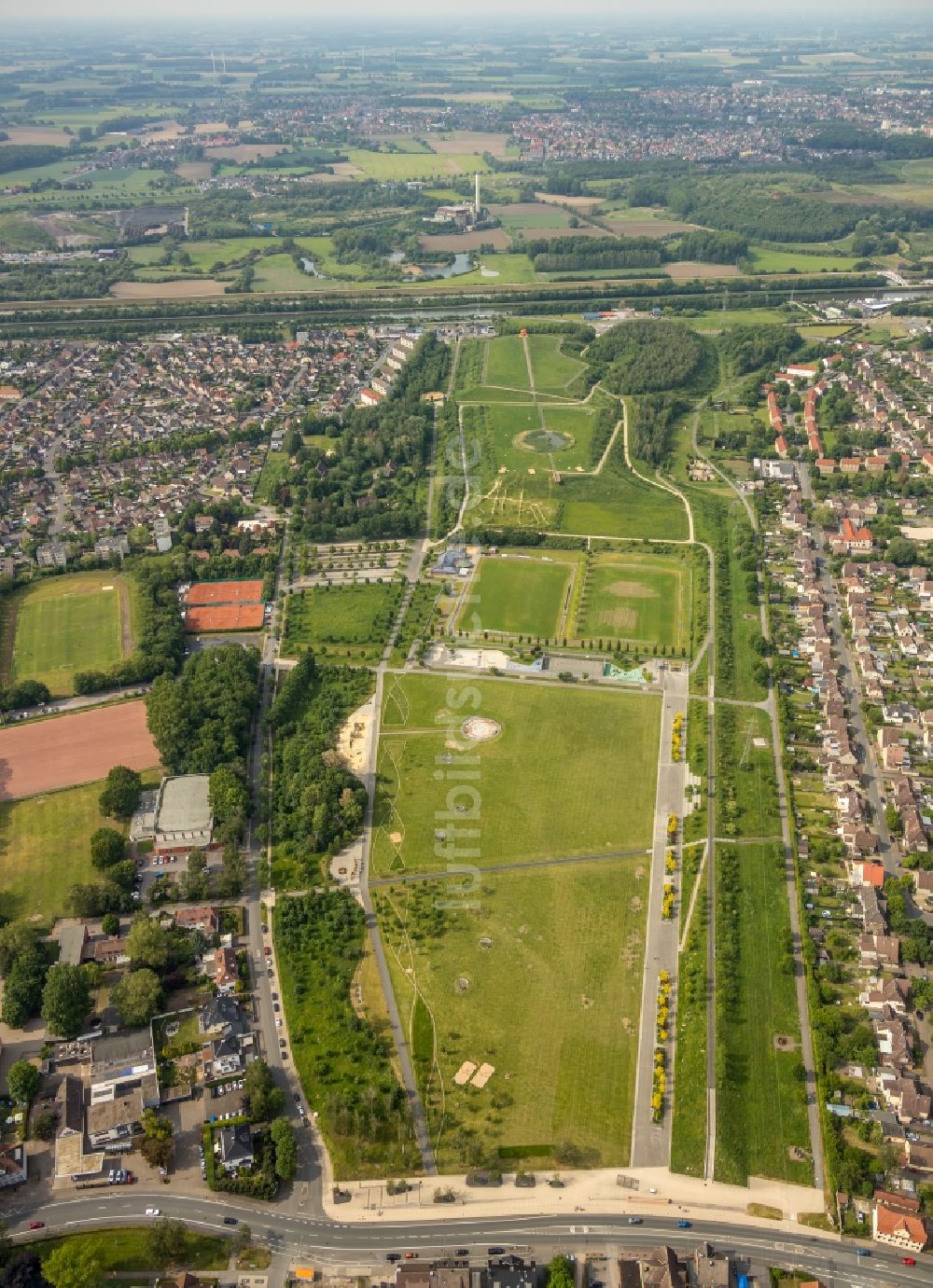 Luftbild Hamm - Parkanlage Lippepark Hamm - Schacht Franz im Bundesland Nordrhein-Westfalen