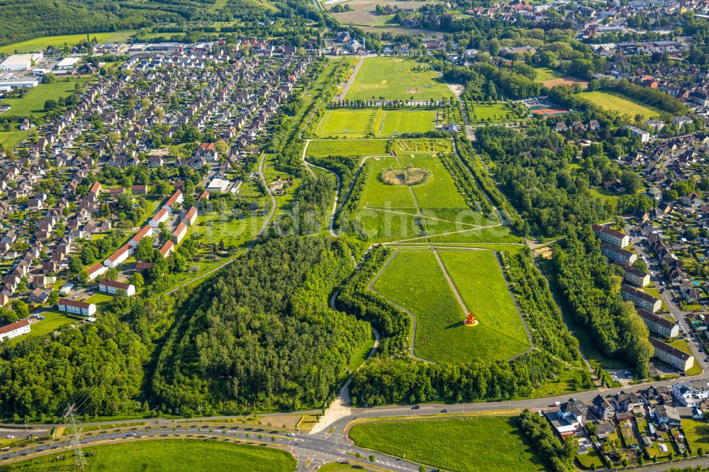 Hamm von oben - Parkanlage Lippepark Hamm - Schacht Franz im Bundesland Nordrhein-Westfalen