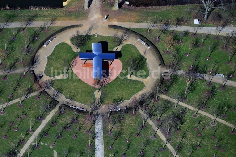 Luftaufnahme Lutherstadt Wittenberg - Parkanlage Luthergarten in Lutherstadt Wittenberg im Bundesland Sachsen-Anhalt