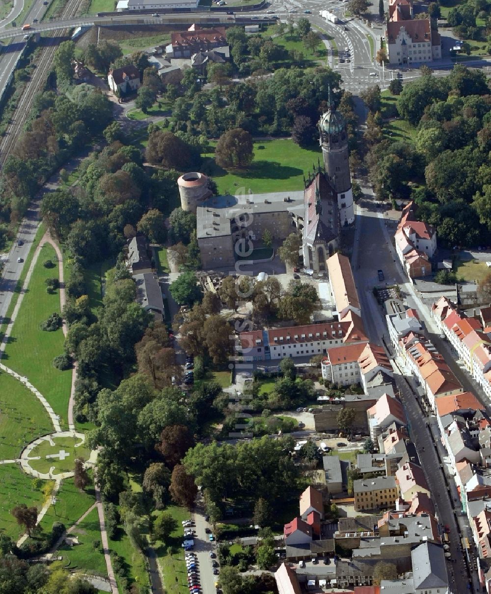 Lutherstadt Wittenberg aus der Vogelperspektive: Parkanlage Luthergarten in Lutherstadt Wittenberg im Bundesland Sachsen-Anhalt