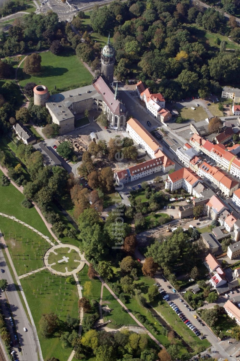 Luftbild Lutherstadt Wittenberg - Parkanlage Luthergarten in Lutherstadt Wittenberg im Bundesland Sachsen-Anhalt