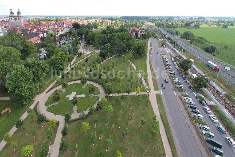 Luftbild Lutherstadt Wittenberg - Parkanlage Luthergarten in Lutherstadt Wittenberg im Bundesland Sachsen-Anhalt