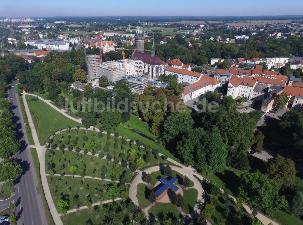 Luftaufnahme Lutherstadt Wittenberg - Parkanlage Luthergarten in Lutherstadt Wittenberg im Bundesland Sachsen-Anhalt