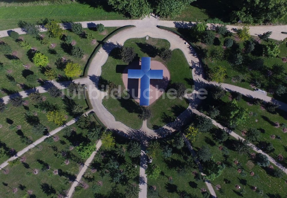 Lutherstadt Wittenberg aus der Vogelperspektive: Parkanlage Luthergarten in Lutherstadt Wittenberg im Bundesland Sachsen-Anhalt