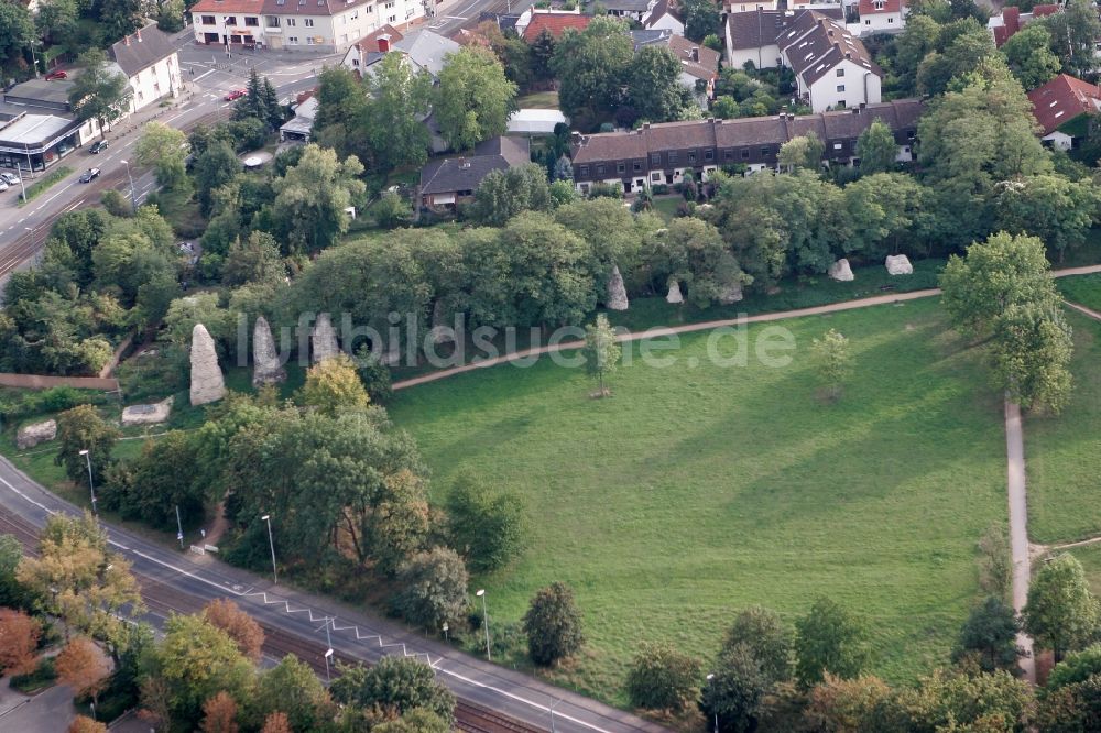 Mainz, Zahlbach aus der Vogelperspektive: Parkanlage in Mainz, Zahlbach im Bundesland Rheinland-Pfalz