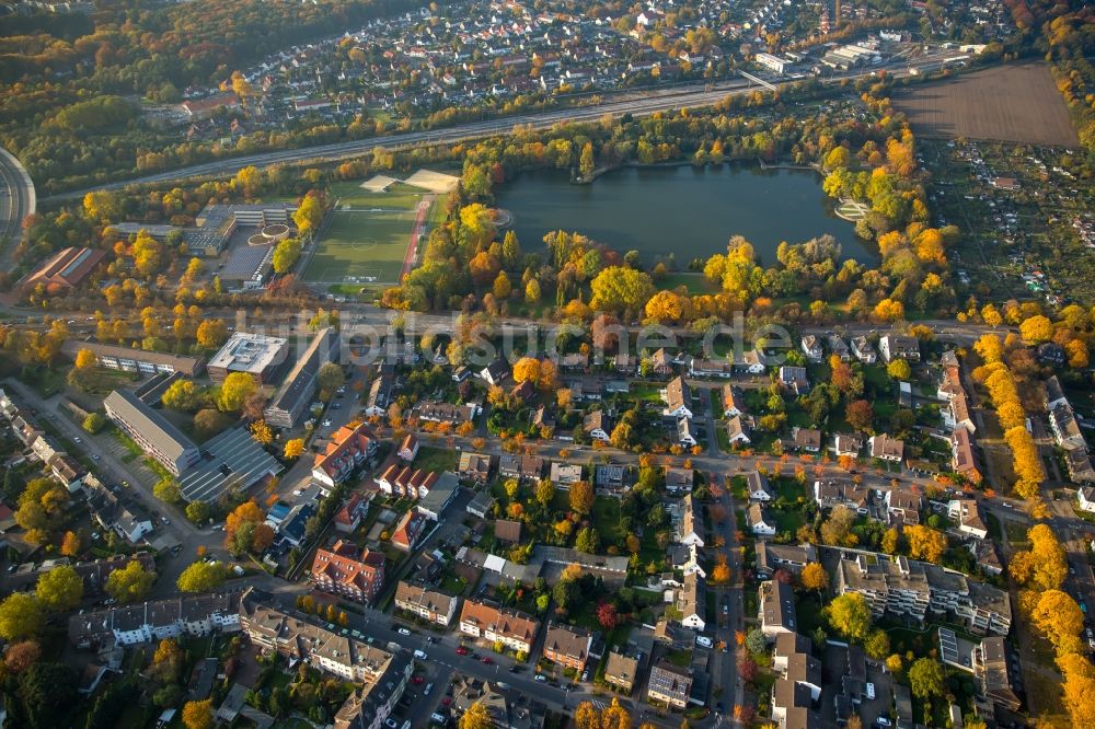 Luftbild Gladbeck - Parkanlage des Nordpark, Wohngebiet und Teich im herbstlichen Gladbeck im Bundesland Nordrhein-Westfalen