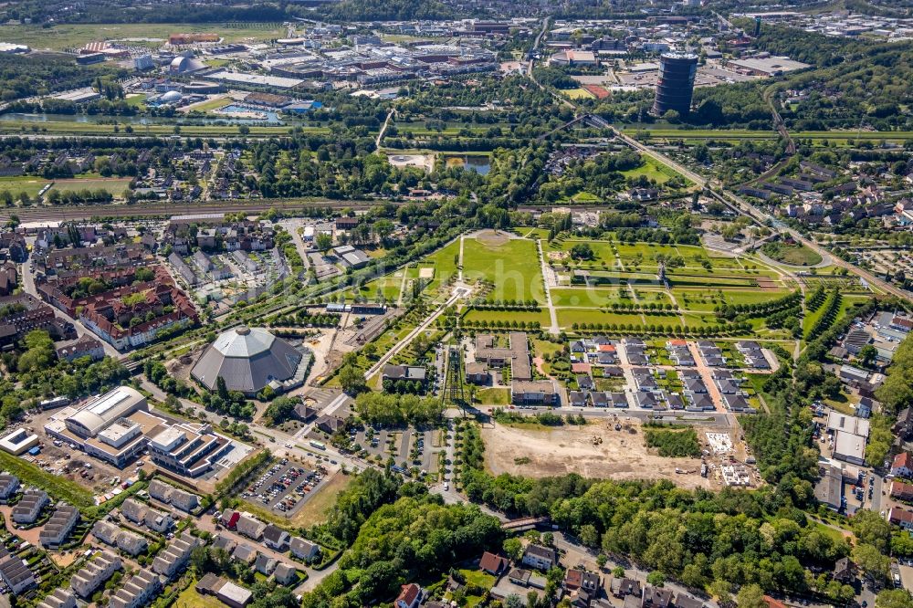 Oberhausen von oben - Parkanlage OLGA-Park auf dem Gelände der ehemaligen Zeche Osterfeld in Oberhausen im Bundesland Nordrhein-Westfalen, Deutschland