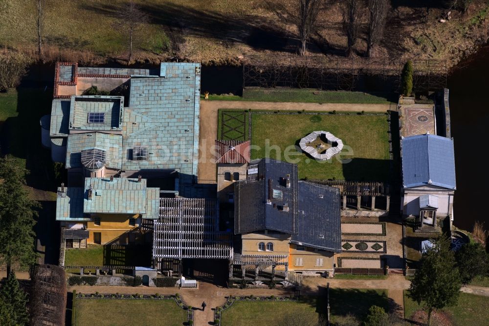 Luftaufnahme Potsdam - Parkanlage Römische Bäder im Park Sanssouci im Ortsteil Westliche Vorstadt in Potsdam im Bundesland Brandenburg