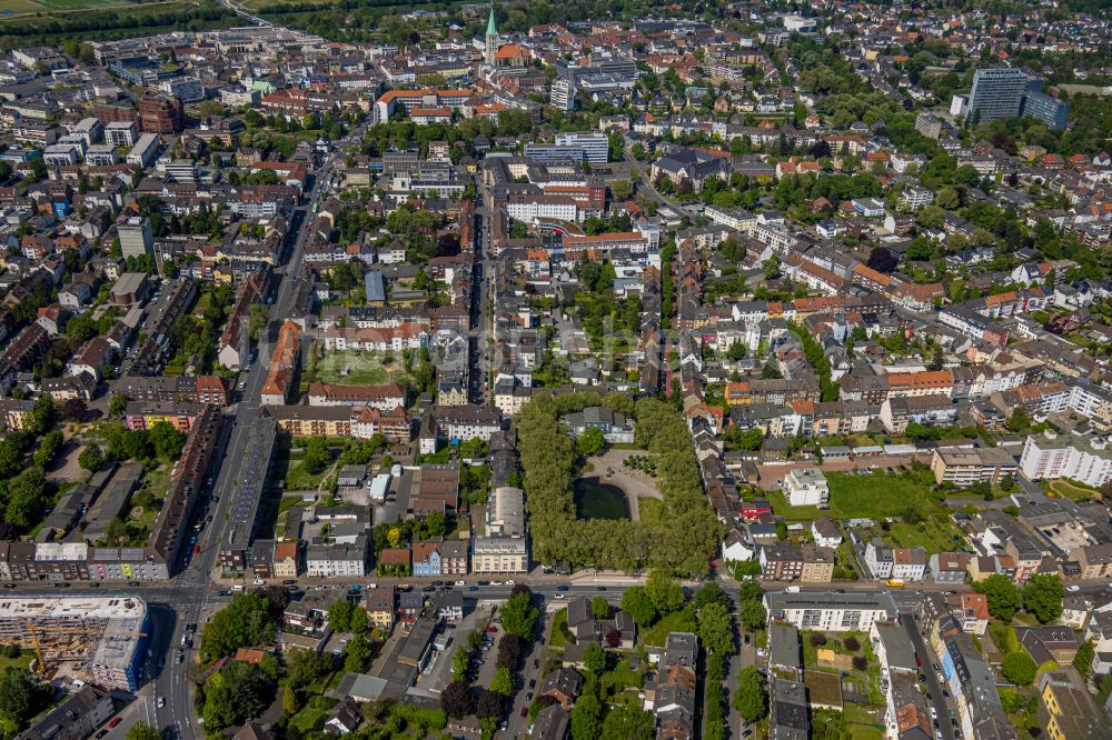 Hamm von oben - Parkanlage Schillerplatz in Hamm im Bundesland Nordrhein-Westfalen