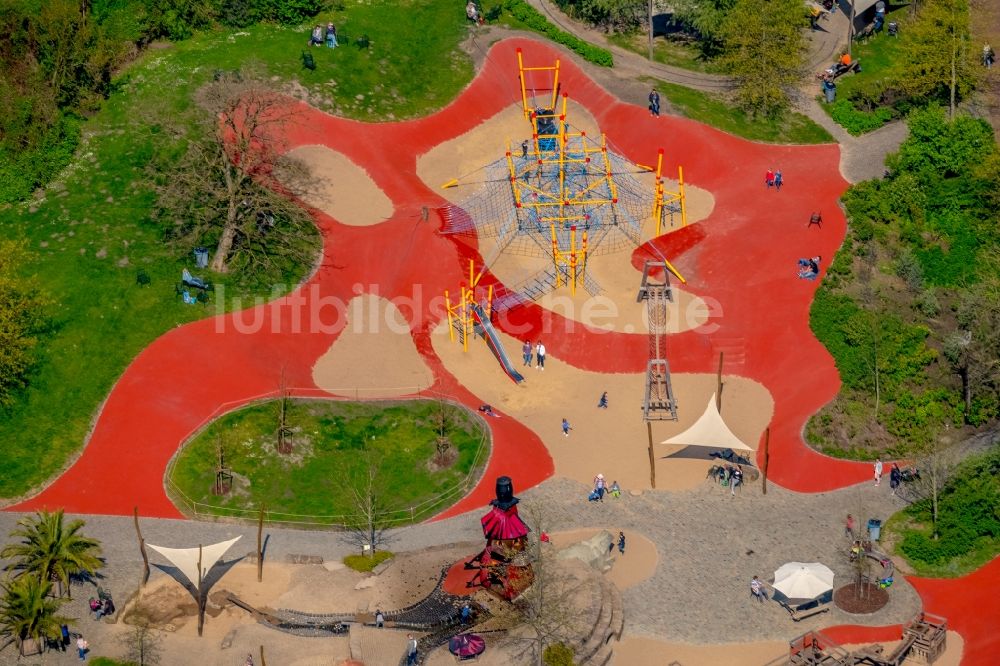 Luftaufnahme Hamm - Parkanlage und Spielplatz mit Sandflächen der Maximilianpark Hamm GmbH in Hamm im Bundesland Nordrhein-Westfalen, Deutschland