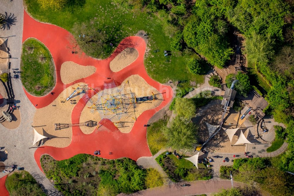 Hamm aus der Vogelperspektive: Parkanlage und Spielplatz mit Sandflächen der Maximilianpark Hamm GmbH in Hamm im Bundesland Nordrhein-Westfalen, Deutschland