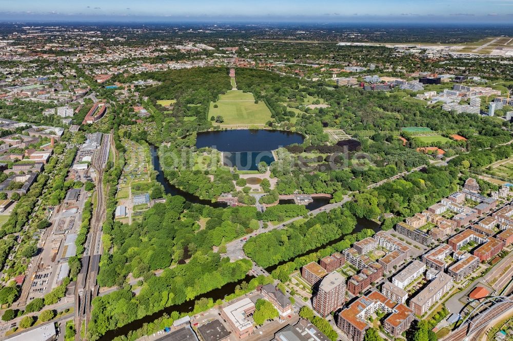 Hamburg von oben - Parkanlage am Stadtparksee in Hamburg, Deutschland