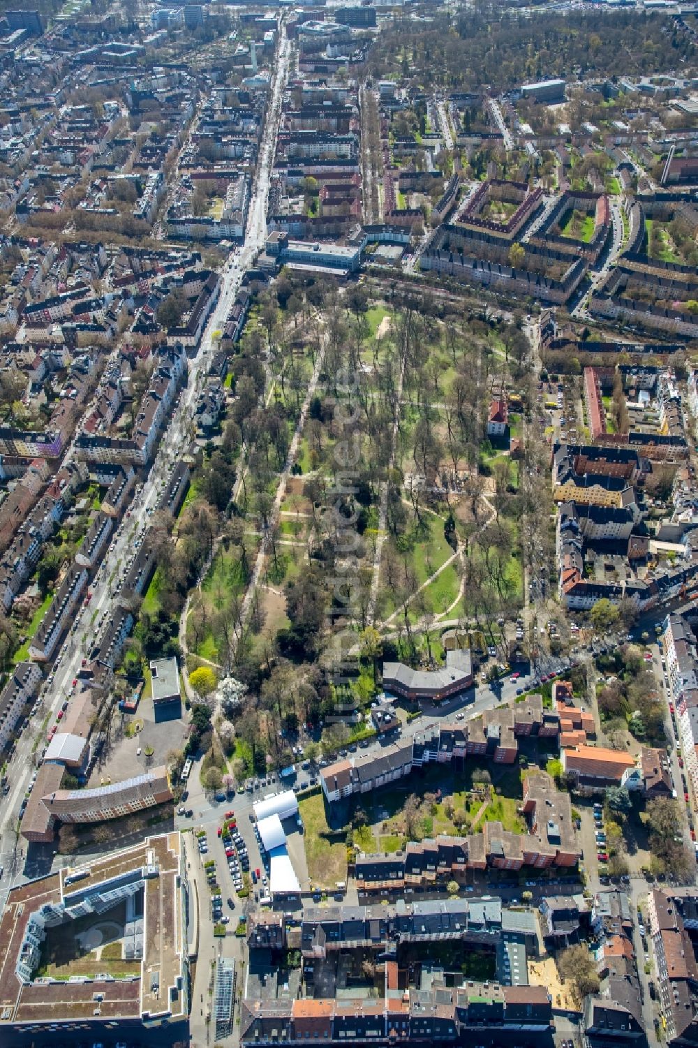 Luftaufnahme Dortmund - Parkanlage Westpark in Dortmund im Bundesland Nordrhein-Westfalen, Deutschland