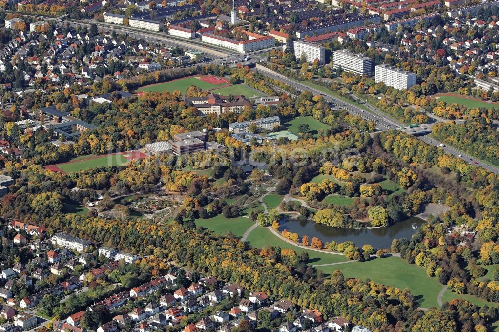 Luftaufnahme München - Parkanlage Westpark mit in München Sendling im Bundesland Bayern