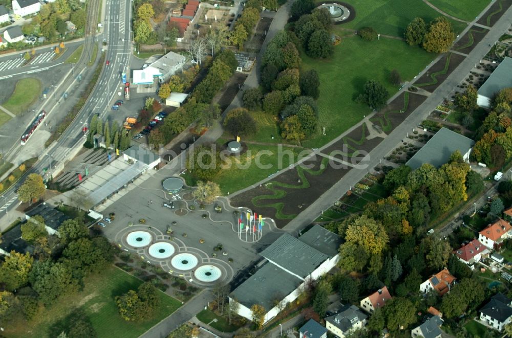 Erfurt von oben - Parkgelände des egapark Erfurt im Bundesland Thüringen